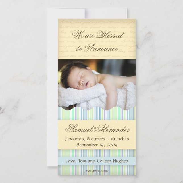 Tarjeta fotográfica con bandas de caramelo: Boy (Anverso)