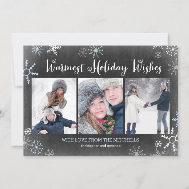 Tarjeta fotográfica con copos de nieve marcados (Anverso)