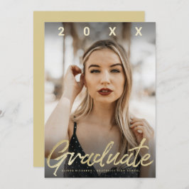 Tarjeta fotográfica con guión de pincel de oro par