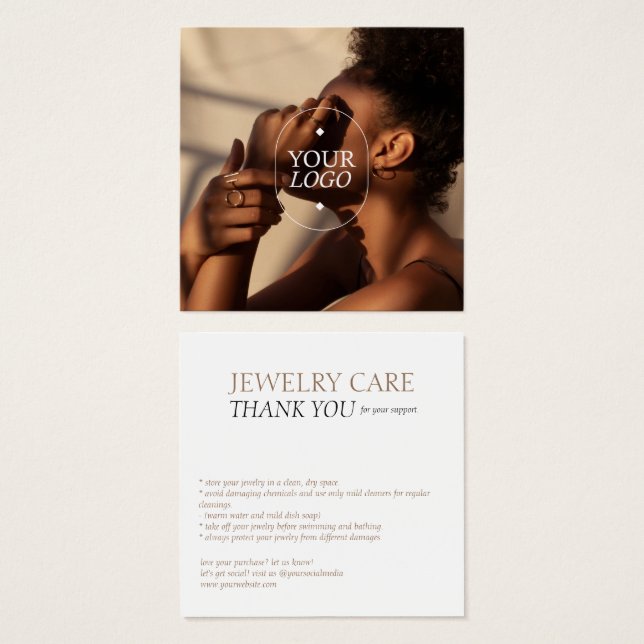 Tarjeta fotográfica con logotipo de joyería (Anverso y reverso)