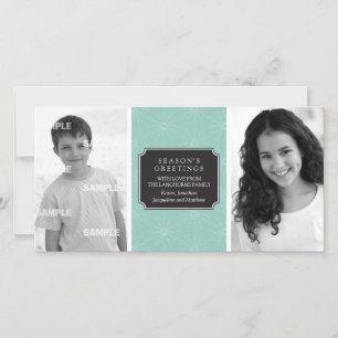 Tarjeta fotográfica con marco floral punteado