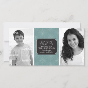 Tarjeta fotográfica con marco floral punteado