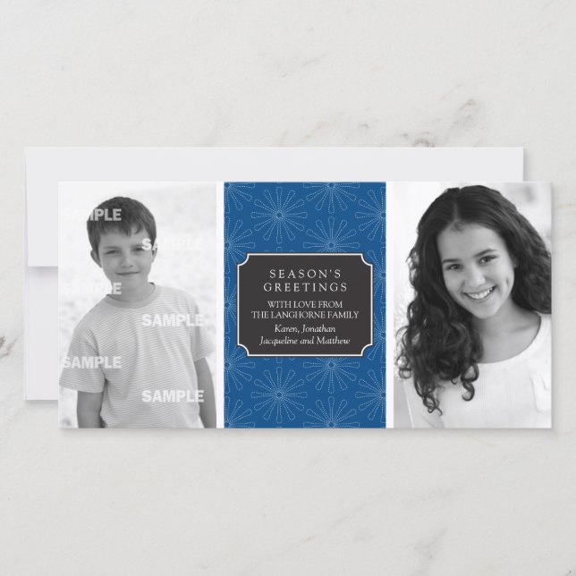 Tarjeta fotográfica con marco floral punteado (Anverso)