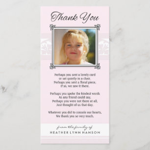 Tarjeta fotográfica conmemorativa rosa y blanca