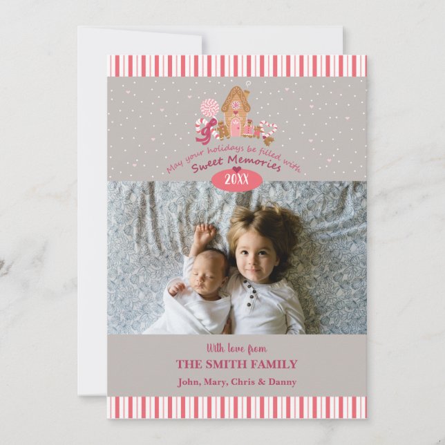 Tarjeta fotográfica Cul Gray Pink Gingerbread Cand (Anverso)