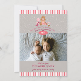 Tarjeta fotográfica Cul Gray Pink Gingerbread Cand