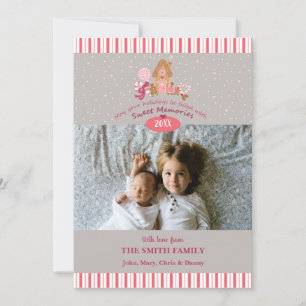 Tarjeta fotográfica Cul Gray Pink Gingerbread Cand