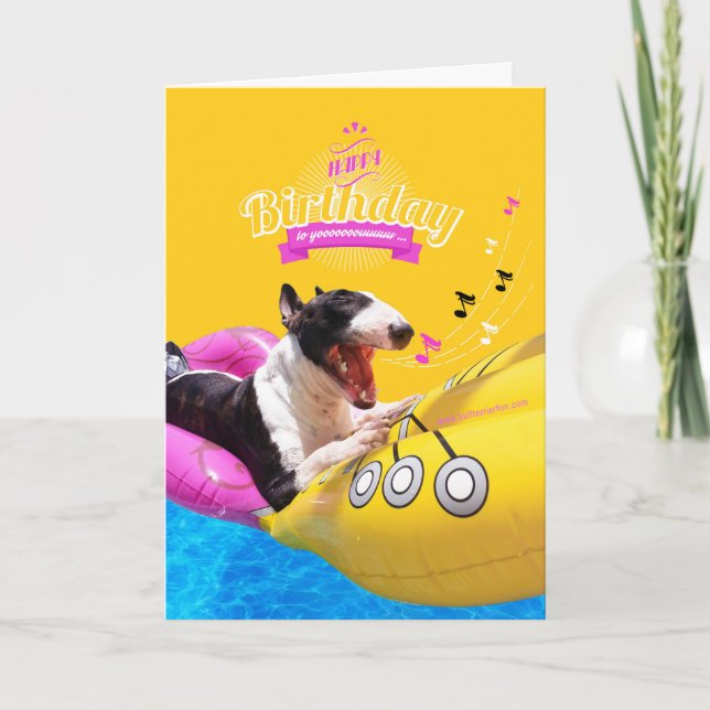 Tarjeta fotográfica "Cumpleaños Feliz" de Bull Ter (Anverso)