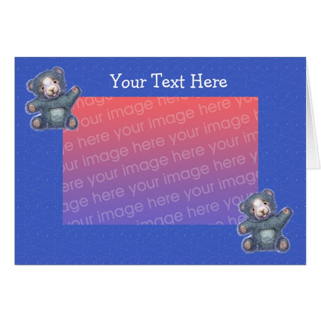 Tarjeta fotográfica Cute Blue Teddy Bears (Anverso (Horizontal))