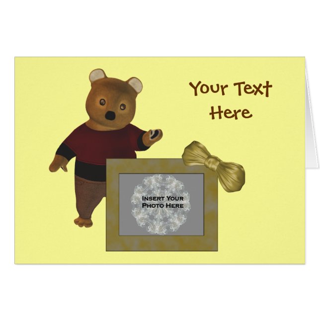 Tarjeta fotográfica Cute Brown Bear Design (Anverso (Horizontal))