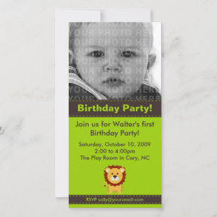 Tarjeta fotográfica Cute Lion Birday Party
