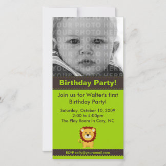 Tarjeta fotográfica Cute Lion Birday Party