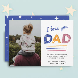 Tarjeta fotográfica Cute Love you Dad Typography
