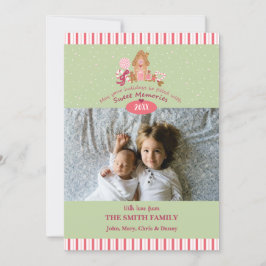 Tarjeta fotográfica Cute Mint Pink Gingerbread Can