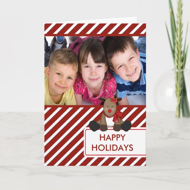 Tarjeta fotográfica CUTE Reindeer Merry Christmas  (Anverso)