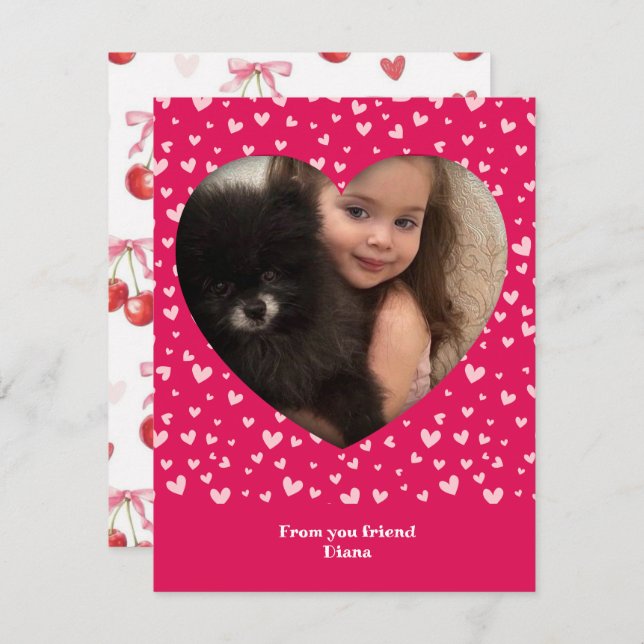 Tarjeta fotográfica ❤️ Cute Valentine para niños (Anverso / Reverso)