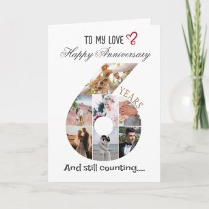 Tarjeta fotográfica de 6 años de Boda Aniversario