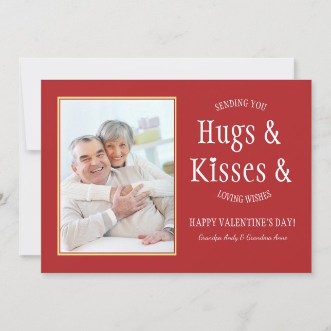 Tarjeta fotográfica de abrazos y besos (Anverso)