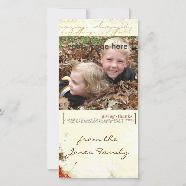 tarjeta fotográfica de acción de gracias (Anverso)
