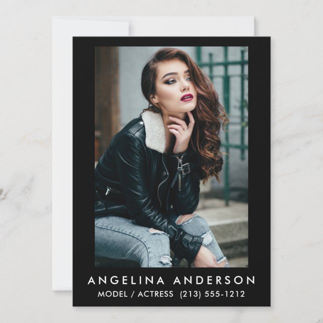Tarjeta fotográfica de actor de modelo negra (Anverso)
