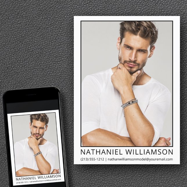 Tarjeta fotográfica de actor modelo moderno Pro (Customize to change background color, text size, style or to add more photos to back of card.)