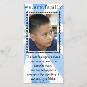 tarjeta fotográfica de adopción