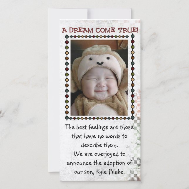 tarjeta fotográfica de adopción (Anverso)