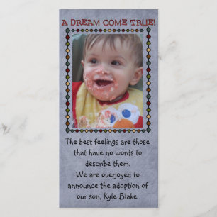 tarjeta fotográfica de adopción