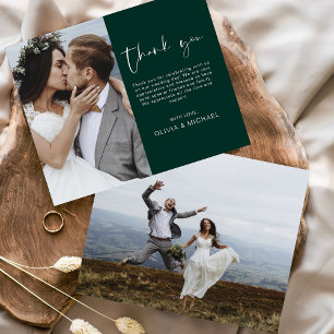 Tarjeta fotográfica de agradecimiento a Boda verde