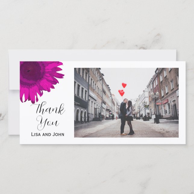 Tarjeta fotográfica de agradecimiento a girasol ro (Anverso)