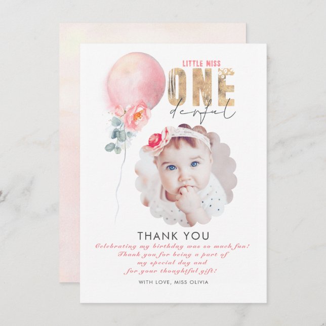 Tarjeta fotográfica de agradecimiento a Miss Girl' (Anverso / Reverso)