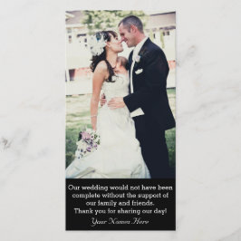 Tarjeta fotográfica de agradecimiento al boda con 