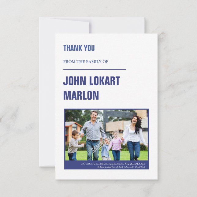 Tarjeta fotográfica de agradecimiento de funeral (Anverso)