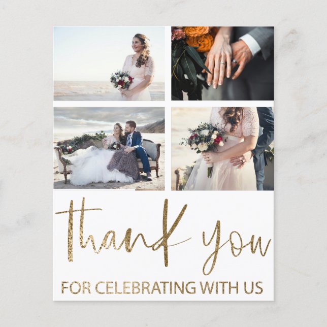 Tarjeta fotográfica de agradecimiento del Boda de  (Anverso)