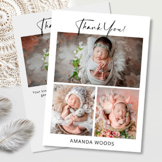 Tarjeta fotográfica de agradecimiento para bebé
