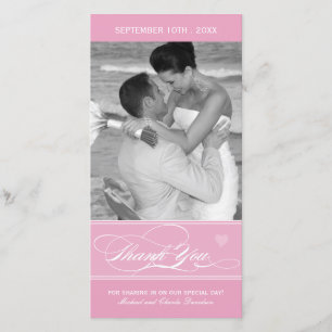 Tarjeta fotográfica de agradecimiento rosa (4x8)