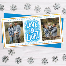 Tarjeta fotográfica de amor y luz Hanukkah