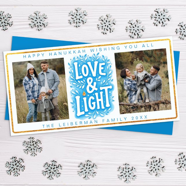 Tarjeta fotográfica de amor y luz Hanukkah (Hanukkah Love and Light Card)