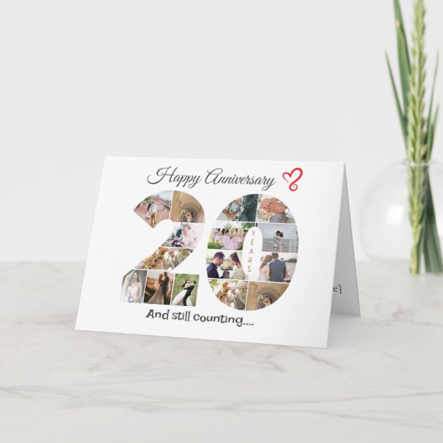 Tarjeta fotográfica de aniversario de Boda de 20 a (Anverso)