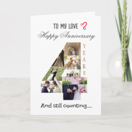 Tarjeta fotográfica de aniversario de Boda de 4 añ