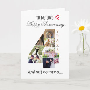 Tarjeta fotográfica de aniversario de Boda de 4 añ