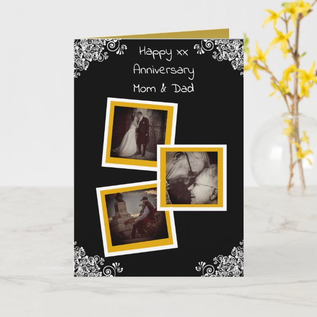 Tarjeta fotográfica de aniversario personalizada (flor amarilla)