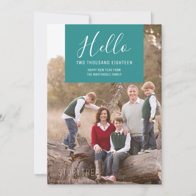 Tarjeta fotográfica de Año Nuevo al cuadrado elega (Anverso)