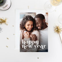 Tarjeta fotográfica de Año Nuevo de Moda Retro