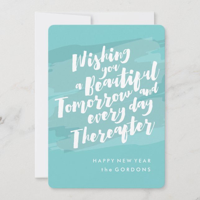 Tarjeta fotográfica de Año Nuevo Feliz, brotes de  (Anverso)