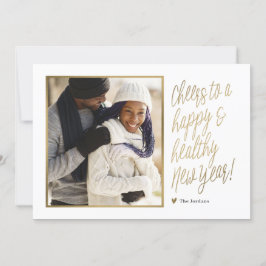 Tarjeta fotográfica de Año Nuevo feliz y saludable