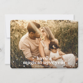 Tarjeta fotográfica de año nuevo mágico