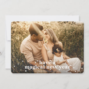 Tarjeta fotográfica de año nuevo mágico