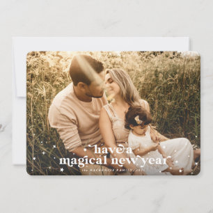 Tarjeta fotográfica de año nuevo mágico