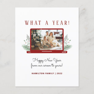 Tarjeta fotográfica de año nuevo simple con presup